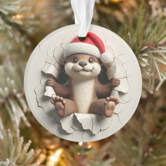 Cute Otter Double-Sided Holiday Ornament (Boom)