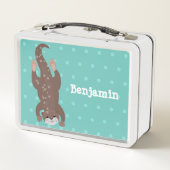 Cute otter-duiken op blauwgroen cartoon illustrati (Achterkant)