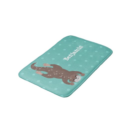 Cute otter-duiken op blauwgroen cartoon illustrati badmat (Gekanteld)