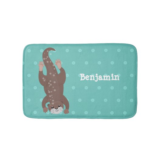 Cute otter-duiken op blauwgroen cartoon illustrati badmat (Voorkant)
