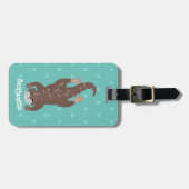 Cute otter-duiken op blauwgroen cartoon illustrati bagagelabel (Voorkant horizontaal)