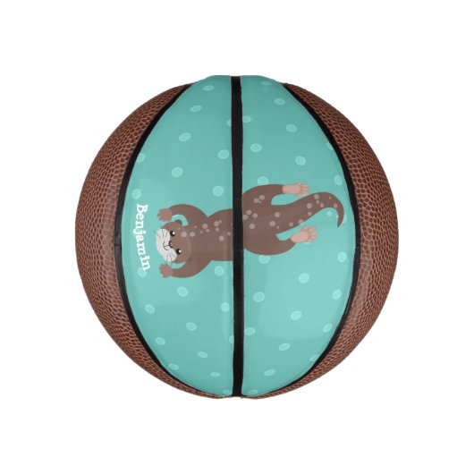 Cute otter-duiken op blauwgroen cartoon illustrati basketbal (Verticaal)