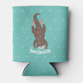 Cute otter-duiken op blauwgroen cartoon illustrati blikjeskoeler