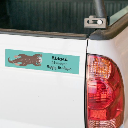 Cute otter-duiken op blauwgroen cartoon illustrati bumpersticker (Op Truck)