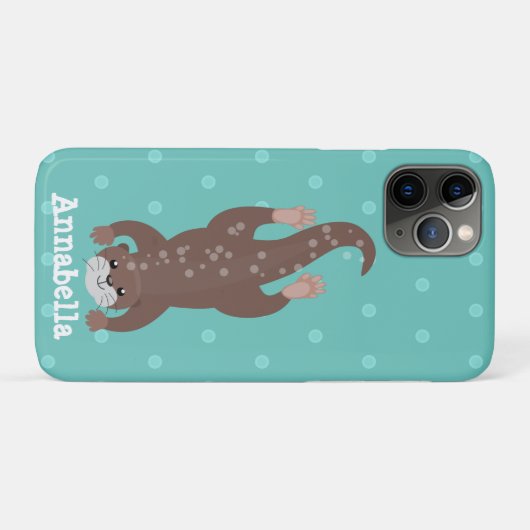 Cute otter-duiken op blauwgroen cartoon illustrati Case-Mate iPhone case (Achterkant (horizontaal))