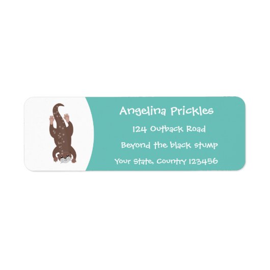 Cute otter-duiken op blauwgroen cartoon illustrati etiket (Voorkant)