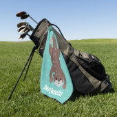 Cute otter-duiken op blauwgroen cartoon illustrati golfhanddoek (Groen)