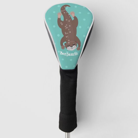 Cute otter-duiken op blauwgroen cartoon illustrati golfheadcover (Voorkant)