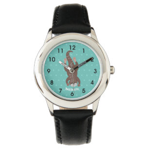 Cute otter-duiken op blauwgroen cartoon illustrati horloge