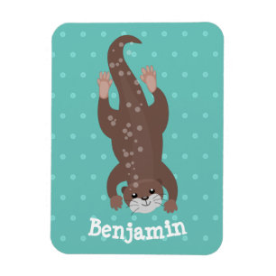 Cute otter-duiken op blauwgroen cartoon illustrati magneet