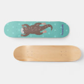 Cute otter-duiken op blauwgroen cartoon illustrati persoonlijk skateboard (Horizontaal)