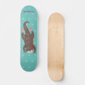 Cute otter-duiken op blauwgroen cartoon illustrati persoonlijk skateboard (Voorkant)