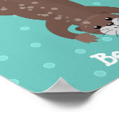 Cute otter-duiken op blauwgroen cartoon illustrati poster (Hoek)