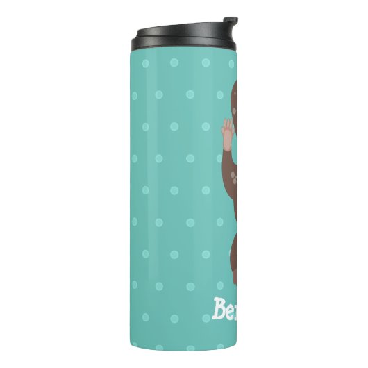 Cute otter-duiken op blauwgroen cartoon illustrati thermosbeker (Gedraaid links)