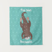 Cute otter-duiken op blauwgroen cartoon illustrati wandkleed (Voorkant)