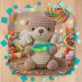 Cute Otter en Gummi Vis Thema Jongens Verjaardag  Papieren Bordje