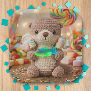 Cute Otter en Gummi Vis Thema Jongens Verjaardag Papieren Bordje