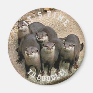Cute Otter Family   Snijtijd Magneet