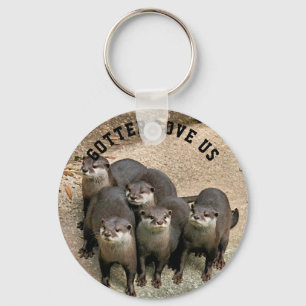 Cute Otter Family Wildlife Foto   Funny Otter Sleutelhanger