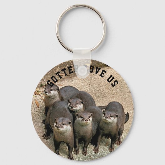 Cute Otter Family Wildlife Foto | Funny Otter Sleutelhanger (Voorkant)