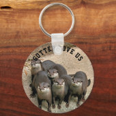 Cute Otter Family Wildlife Foto | Funny Otter Sleutelhanger (Voorkant)