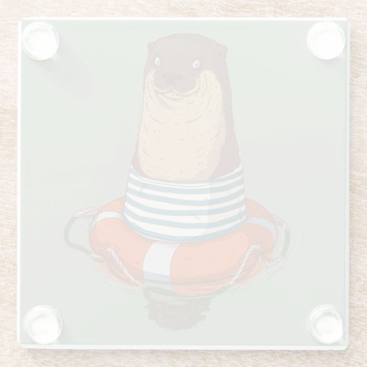 Cute Otter Glas Onderzetter Glazen Onderzetter (Achterkant)