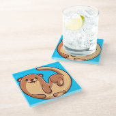 Cute Otter Glass Onderzetter (Schuin)