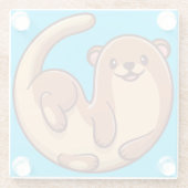 Cute Otter Glass Onderzetter (Achterkant)
