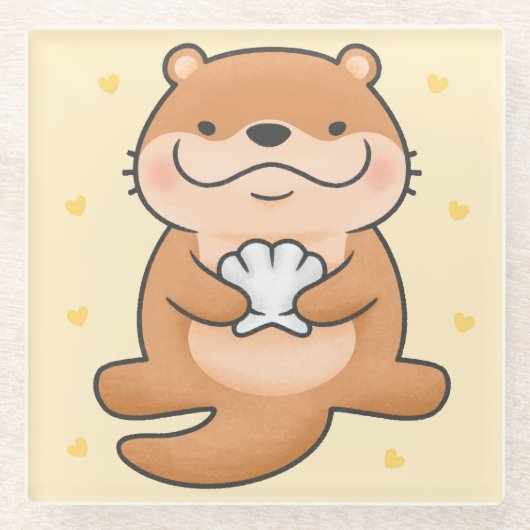Cute Otter Glass Onderzetter (Voorkant)