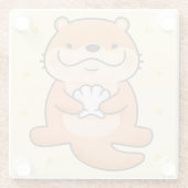 Cute Otter Glass Onderzetter (Achterkant)