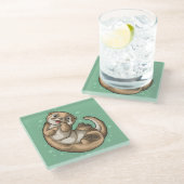 Cute Otter Glass Onderzetter (Schuin)