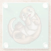 Cute Otter Glass Onderzetter (Achterkant)