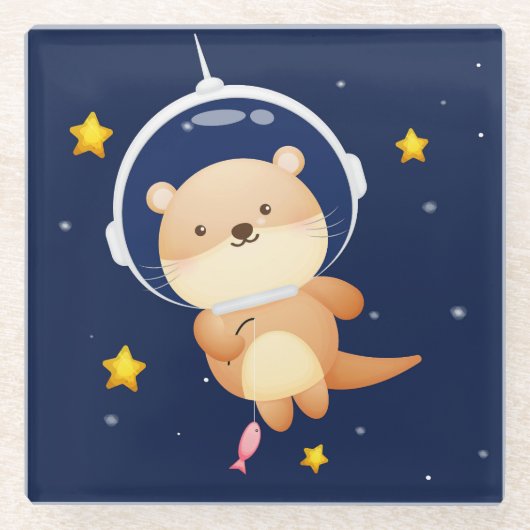 Cute Otter Glass Onderzetter (Voorkant)