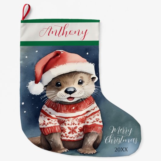 Cute Otter Grote Kerstsok (Voorkant)
