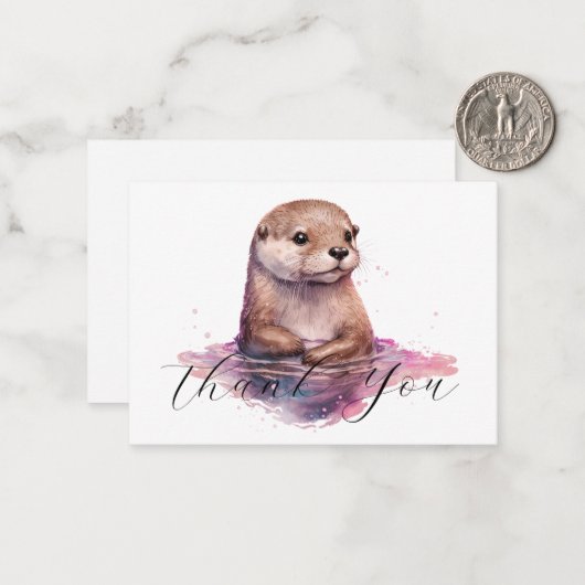 Cute Otter Hartelijk dank Notitiekaartje (Voorkant / Achterkant in situ)