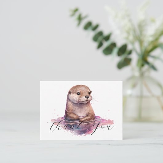 Cute Otter Hartelijk dank Notitiekaartje (Staand voorkant)