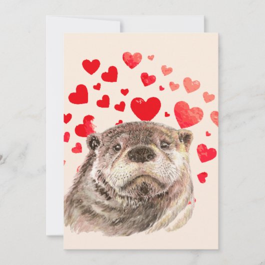 Cute Otter Hearts Sending Love Animal Kaart (Voorkant)