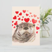 Cute Otter Hearts Sending Love Animal Kaart (Staand voorkant)