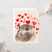Cute Otter Hearts Sending Love Animal Kaart (Voorkant / Achterkant in situ)