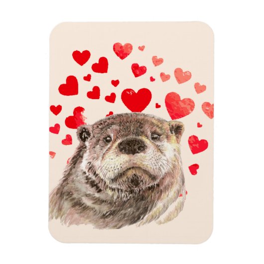 Cute Otter Hearts Sending Love Animal Magneet (Verticaal)