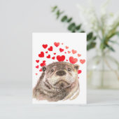 Cute Otter Hearts zend Al Mijn Liefde Briefkaart (Staand voorkant)
