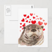 Cute Otter Hearts zend Al Mijn Liefde Briefkaart (Voorkant / Achterkant)