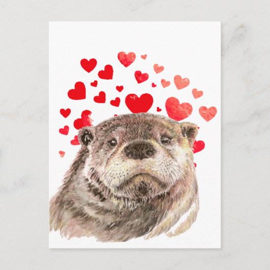 Cute Otter Hearts zend Al Mijn Liefde Briefkaart (Voorkant)