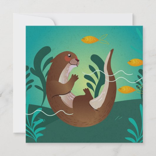 Cute Otter Holiday Card Feestdagenkaart (Voorkant)