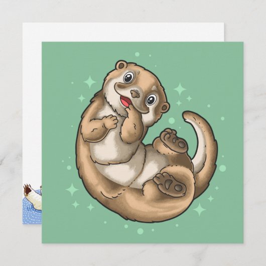 Cute Otter Holiday Card Feestdagenkaart (Voorkant / Achterkant)