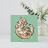Cute Otter Holiday Card Feestdagenkaart (Staand voorkant)