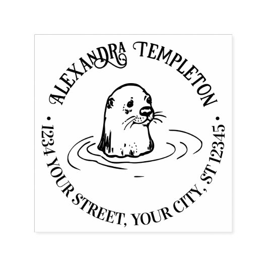 Cute Otter Hoofdnaam Retouradres  Zelfinktende Stempel (Design)