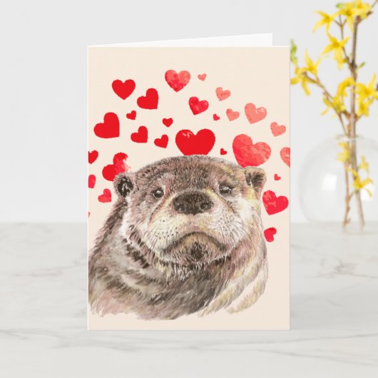 Cute Otter hoort niet meer zoals jullie vun dieren Kaart (Gele Bloem)