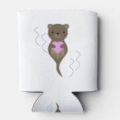 Cute Otter Hugging a Pink Heart Blikjeskoeler (Achterkant)
