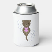 Cute Otter Hugging a Pink Heart Blikjeskoeler (Blikje Achterkant)